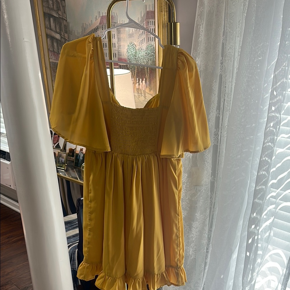 L Love Mustard Pleated Dress - Picture 5 of 5